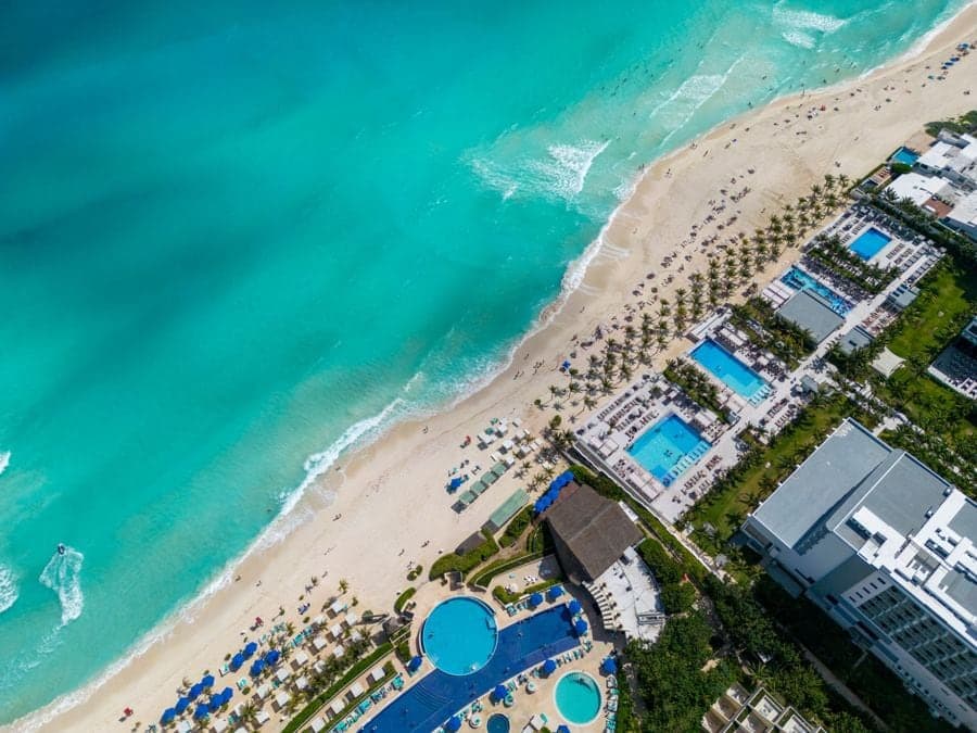Praia de Cancún vista de cima